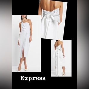 Beautiful white midi dress from Express w/bow in the back.